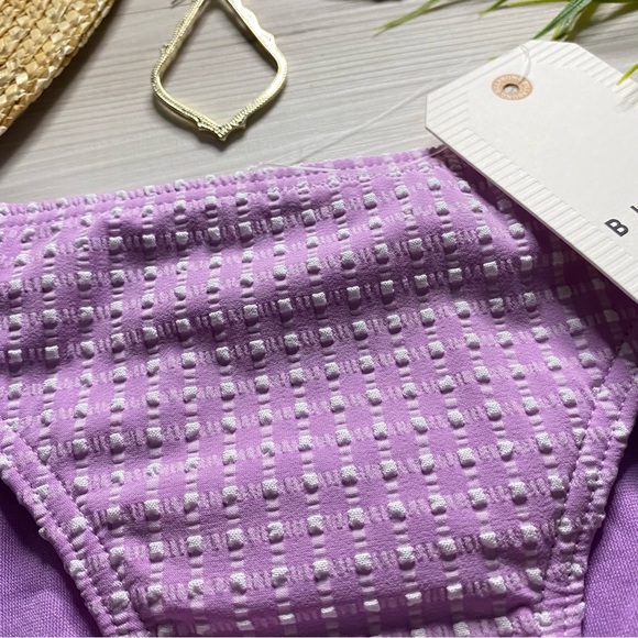 Billabong 💜 Lilac Check Textured Tropic Bikini Bottom - Picture 4 of 10